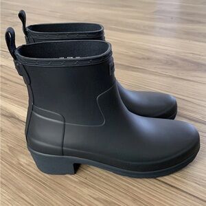 Hunter Matte Black Ankle Rain Boots
